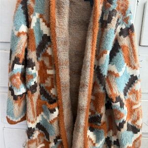 Shyanne Multi-Tone Speckled Knit Sweater - Rust, Cream, Light Blue